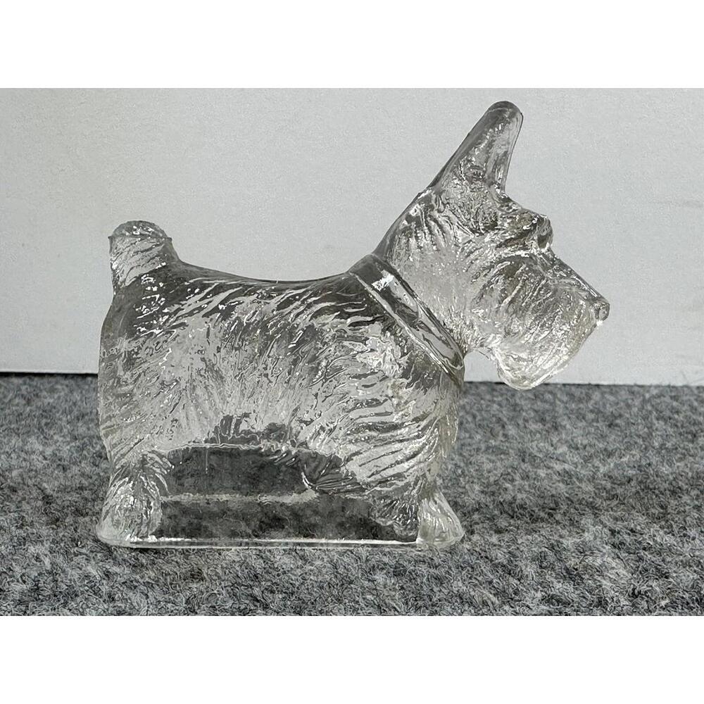 Vintage Scottie Dog Clear Glass Candy Containers JC Crosetti Co. by Jeannette Co